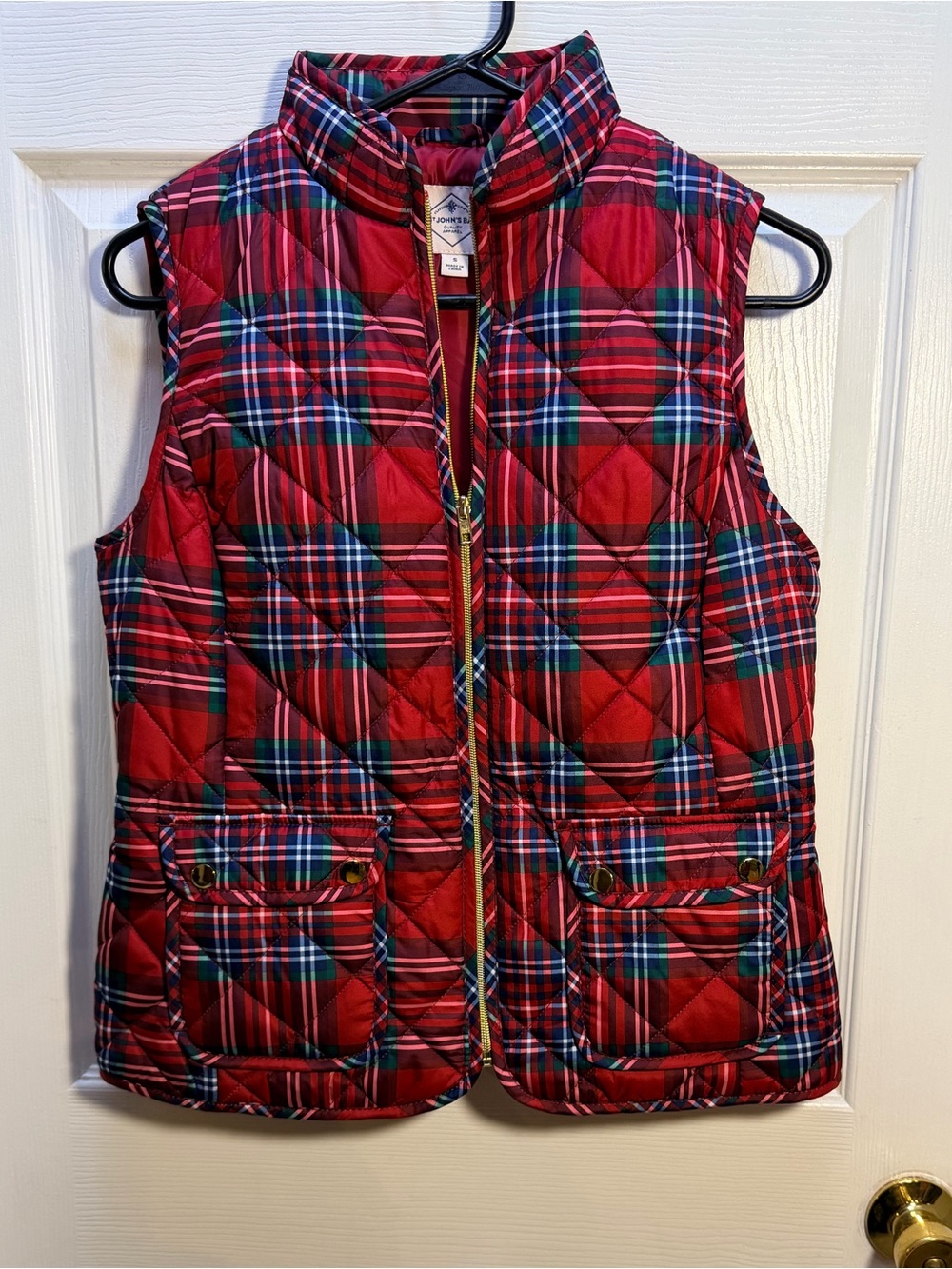 St. John's Bay Red Plaid Quilted Vest
